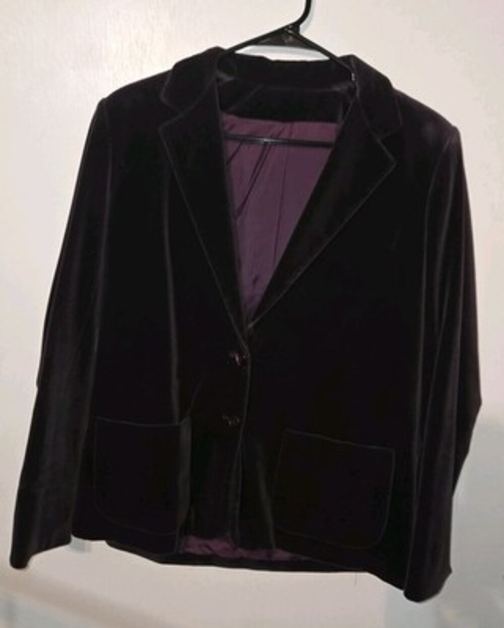 Vintage David Hayes Velour Velvet Blazer Jacket Purple  Size 12 Career Coat